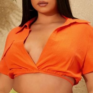 Orange cropped shirt